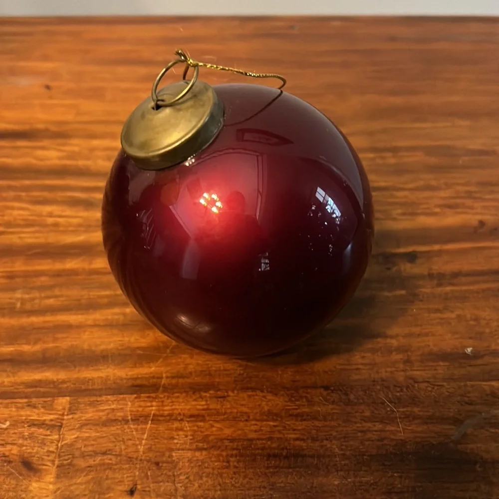 Vintage Restoration Hardware Red Glass Christmas Ornament